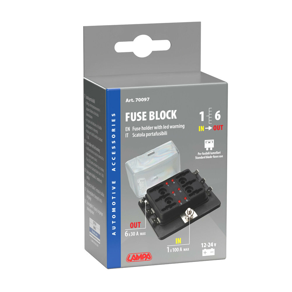Scatola portafusibili - 1 entrata / 6 uscite (70097)